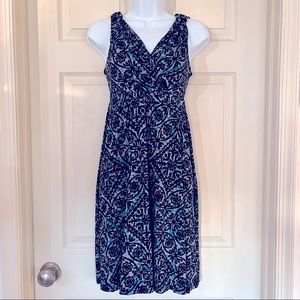☘️ 3/$15 Merona Fit and Flare V-neck Crossover Wrap Dress, Blue & Gray Size XS